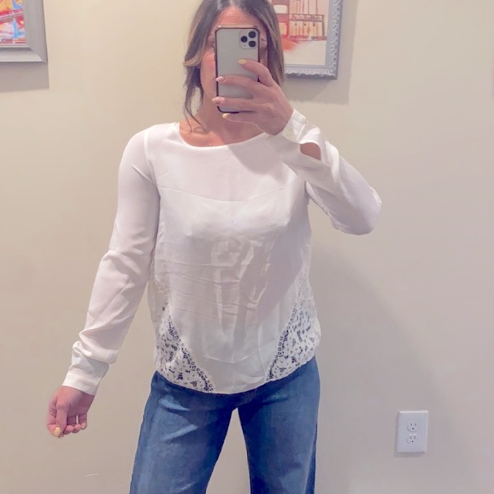 💕 Club Monaco Silk Lace Blouse